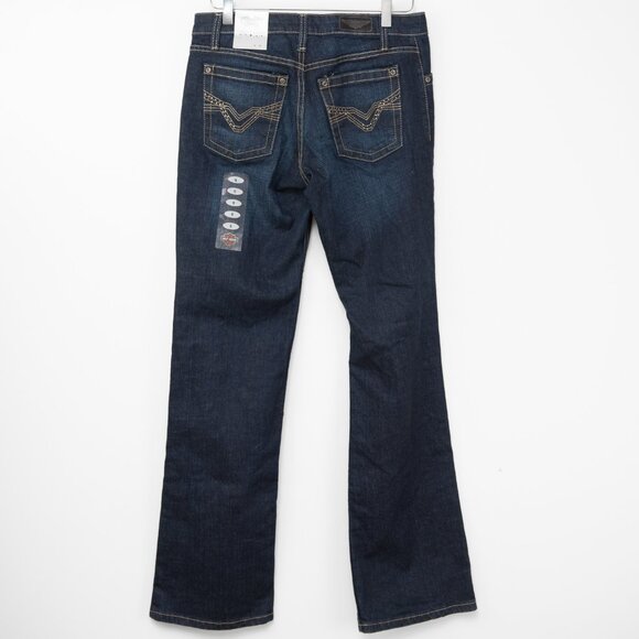 Harley Davidson Boot Cut Jeans Embellished Mid-Rise Dark Indigo Blue Size 6 New - Picture 2 of 9